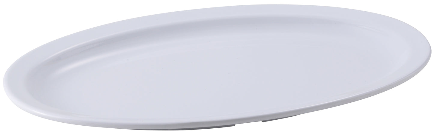 Winco MMPO-138W 13" x 8-1/2" White Melamine Narrow Rim Platters