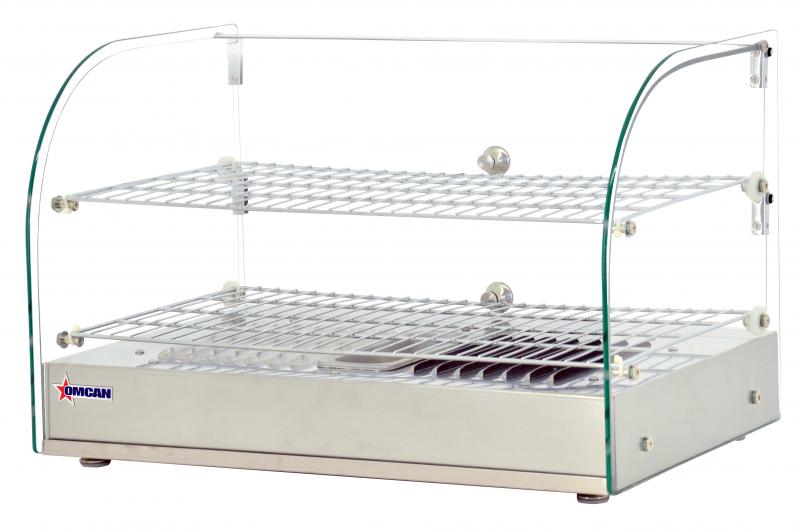 Omcan 41870 22" Countertop Display Warmer with Front Curved Glass and 2 Rear Hinged Doors