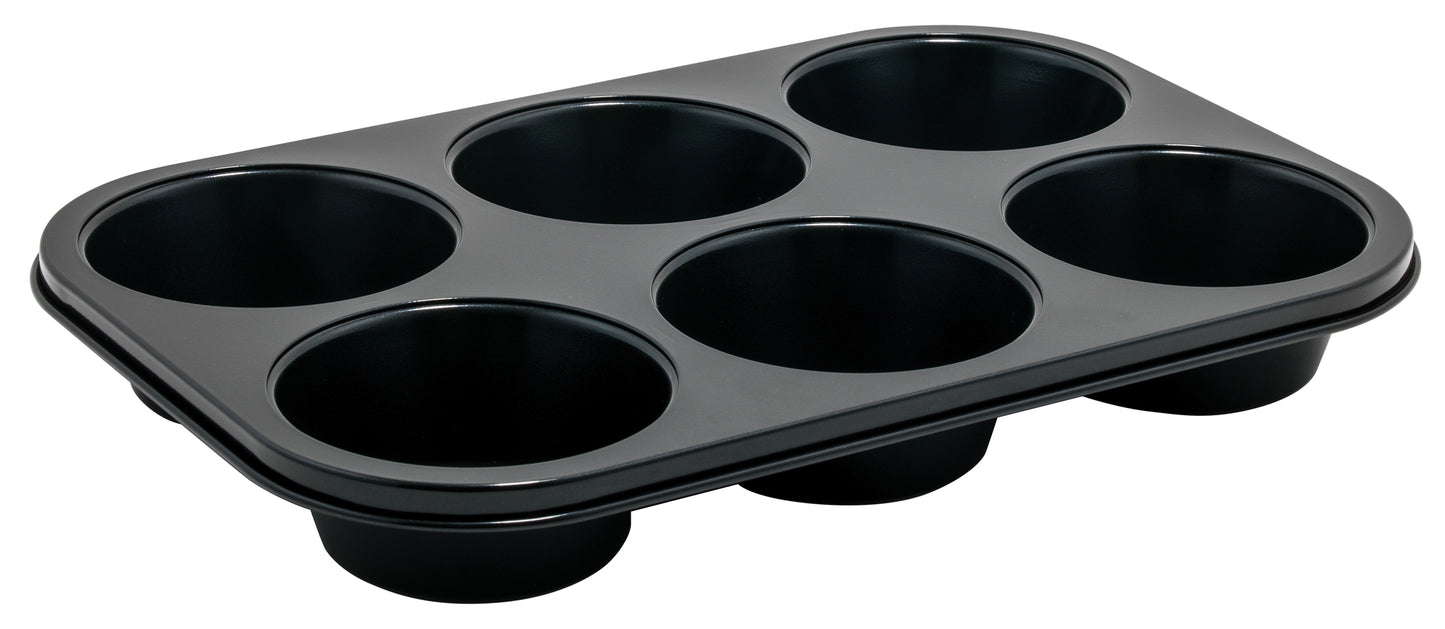 Winco AMF-6NS 7 oz. Carbon Steel 6 Cup Jumbo Muffin Pan, Non-stick