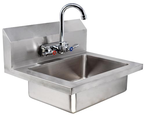 Omcan 44585 Fabricated Hand Sink with 4" Gooseneck Faucet and Drain Basket