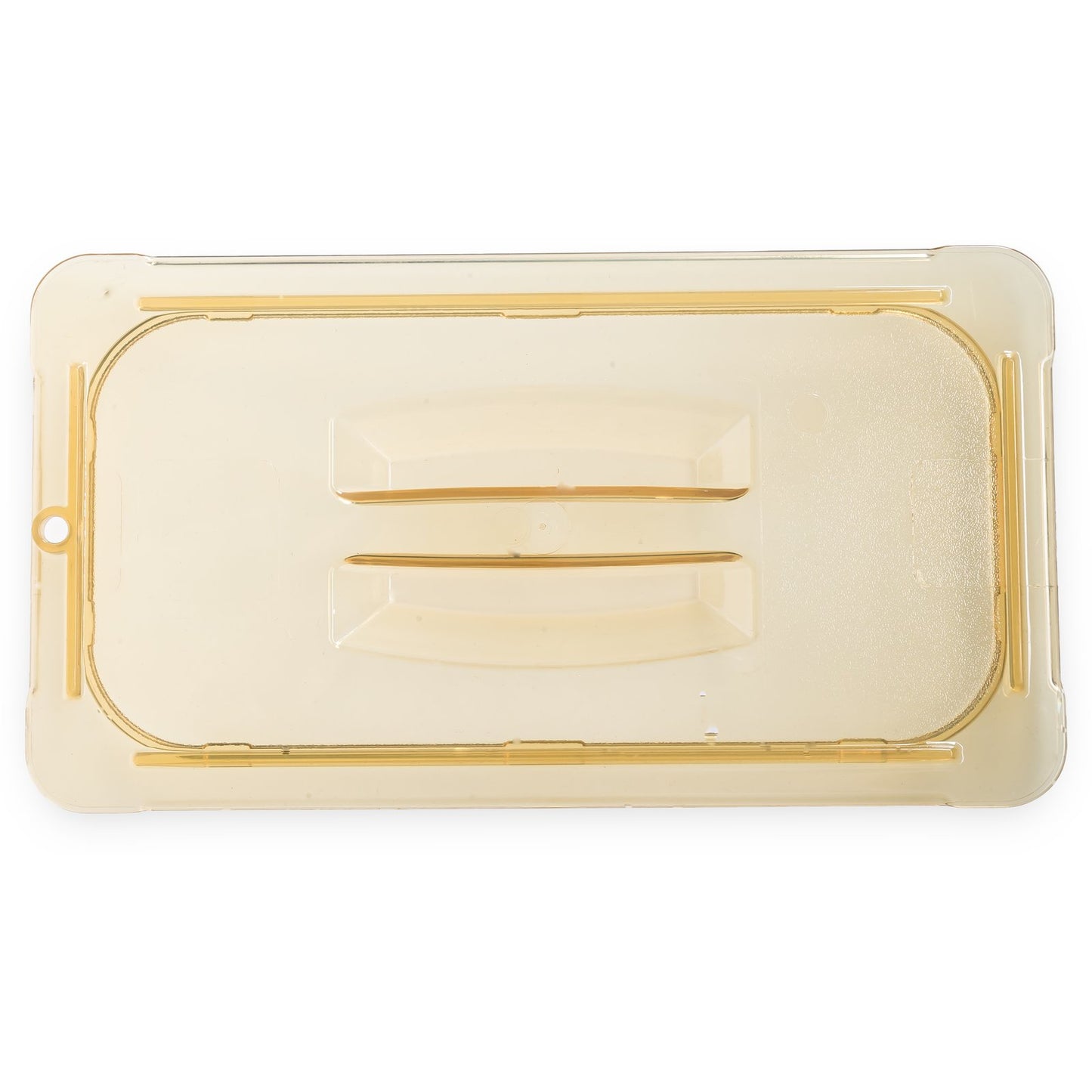 Carlisle 10470U13 1/3 Size Amber High Heat Plastic StorPlus Handled Universal Food Pan Lid