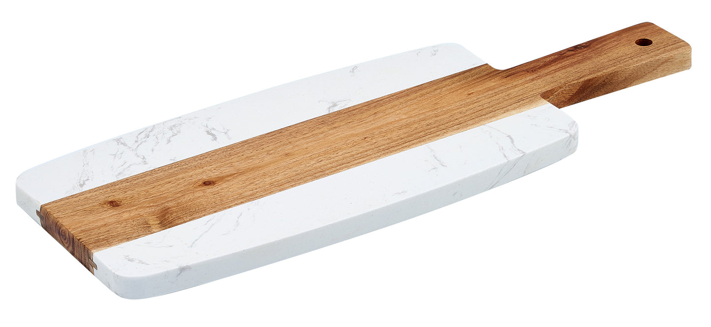 Winco SBMW-117 11-1/4" x 7" Marble and Wood Serving Board
