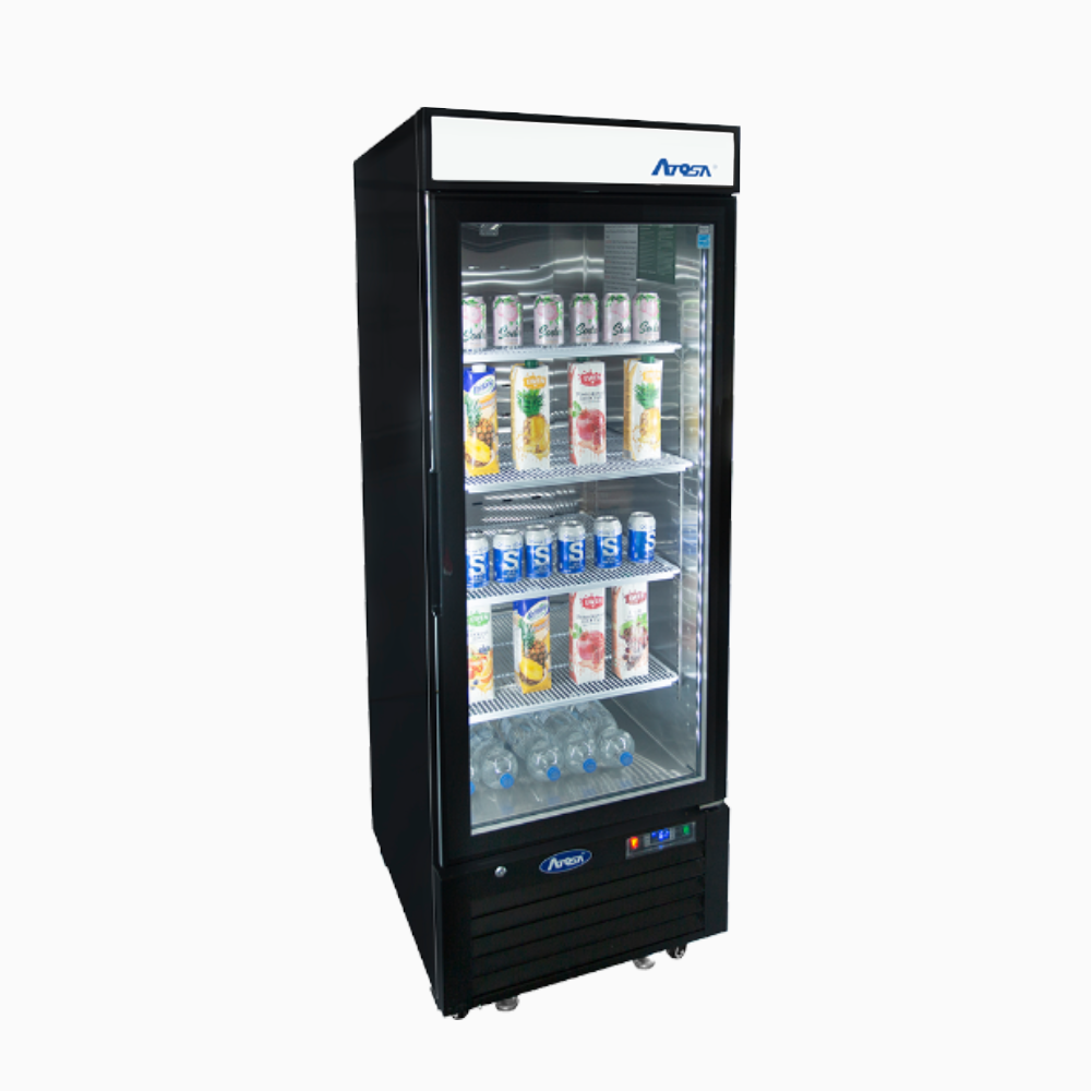 Atosa MCF8726GR 8.3 Cuft Black Single Glass Door Bottom Mount Merchandiser Refrigerator
