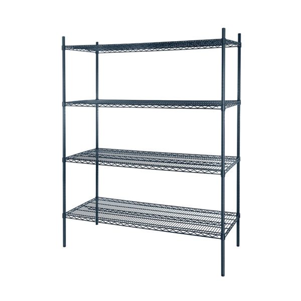 Atosa MWSSE242474 24"x24" Slate Gray 4-Shelf Epoxy Shelving Unit with 74" Post
