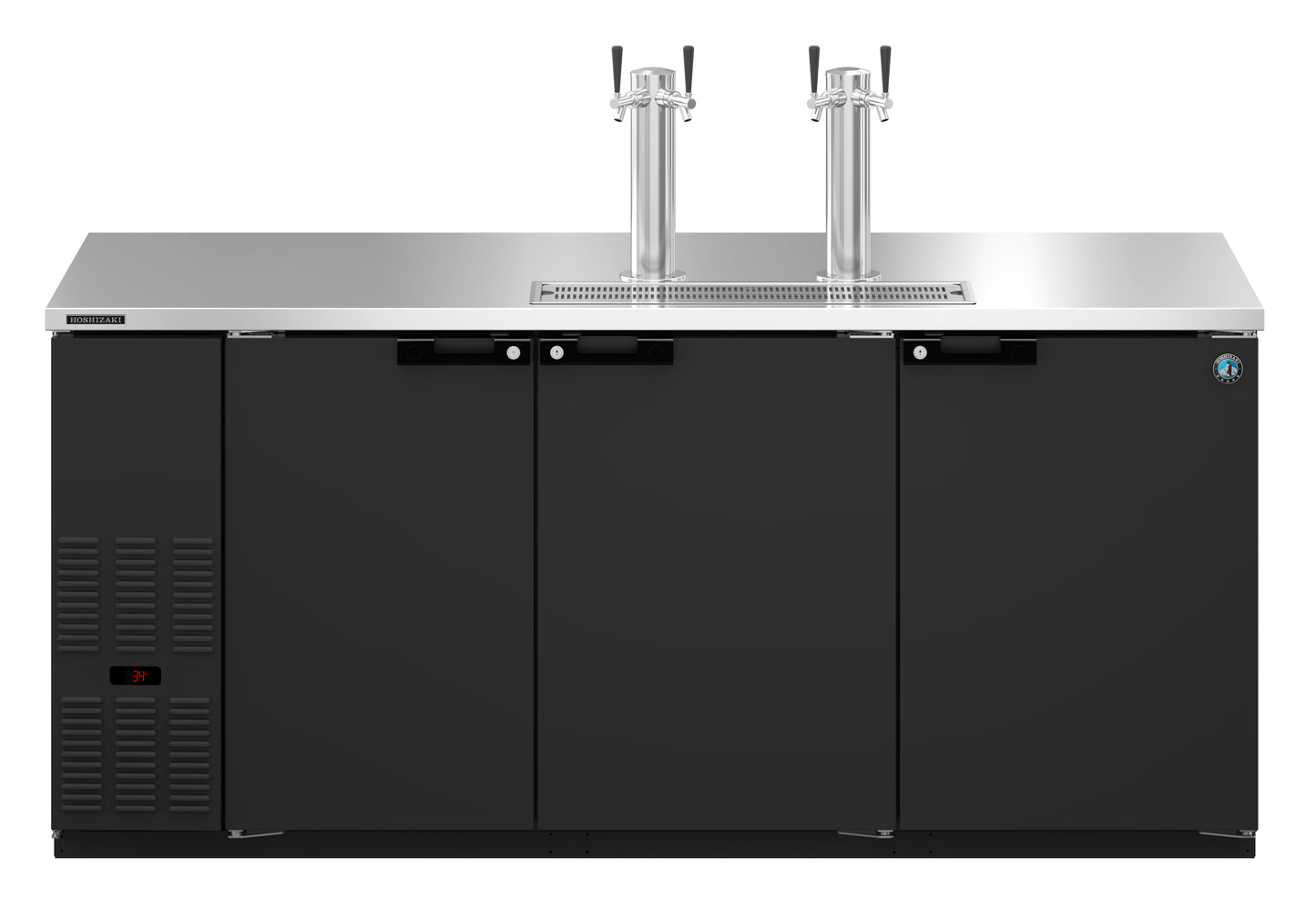 Hoshizaki DD80 Black Three Section Vinyl Back Bar Direct Draw, Solid Doors Refrigerator