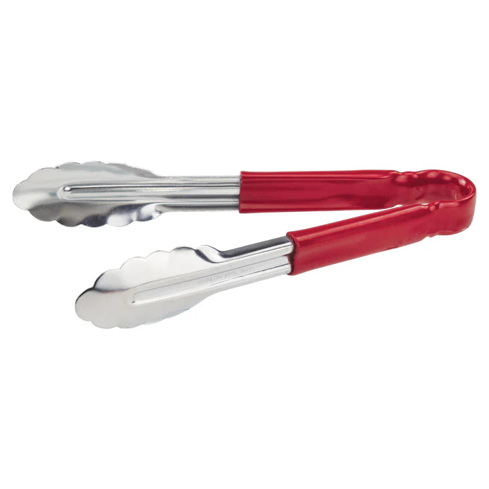 Winco UT-9HP-R 9" Red Stainless Steel Utility Tong