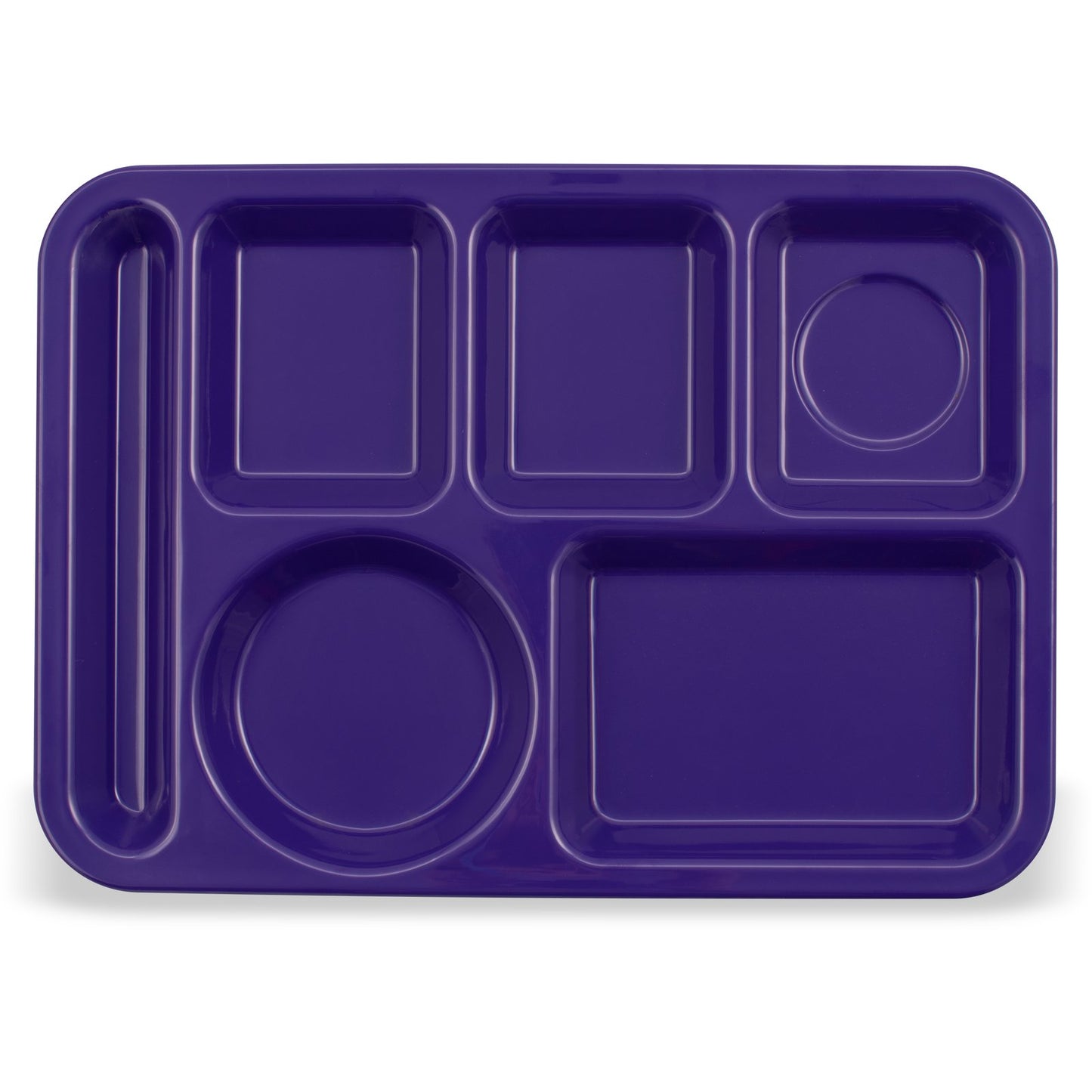 Carlisle 4398087 10" x 14" Purple 6-Compartment Melamine Left-Hand Heavyweight Tray