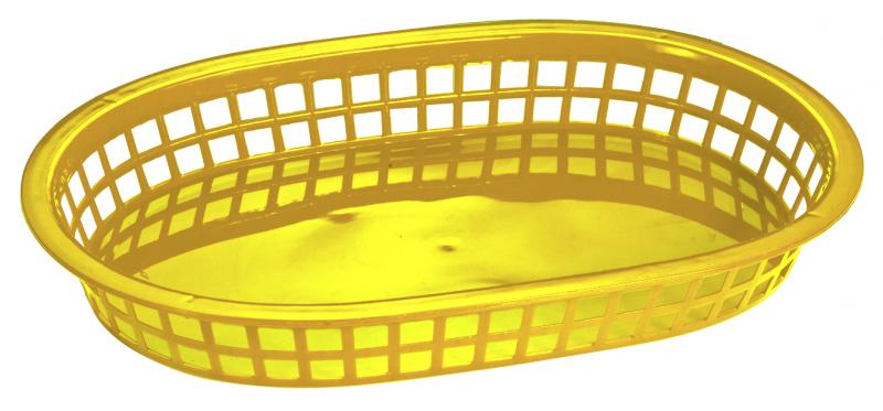 Omcan 80357 10" x 7" Yellow Oval Plastic Fast Food Serving Basket