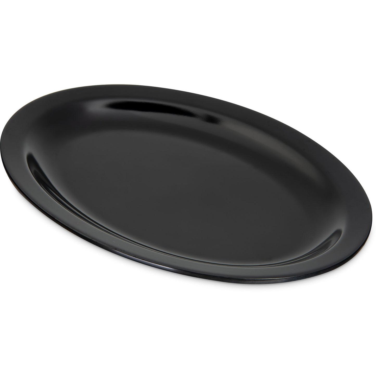 Carlisle KL12703 12" x 9" Black Kingline Melamine Oval Platter Tray