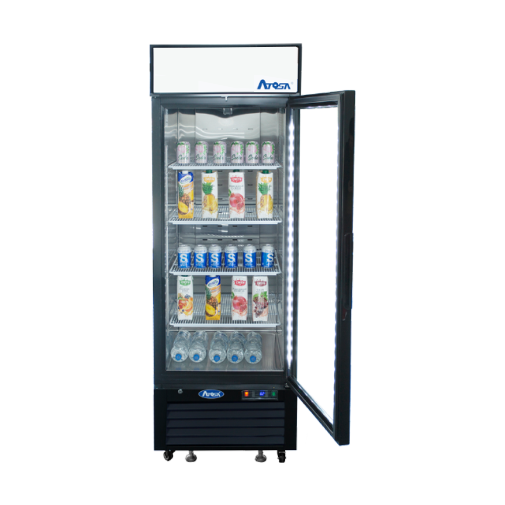 Atosa MCF8722GR 19.39 Cuft- Black Single Glass Door Bottom Mount Merchandiser Refrigerator