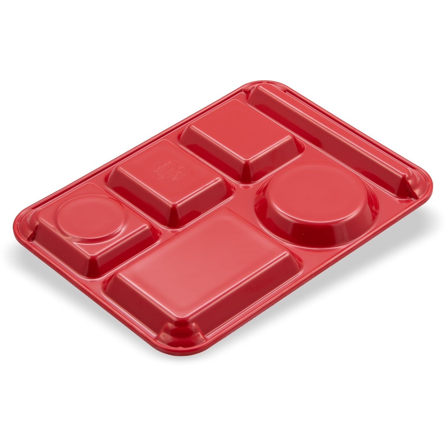 Carlisle 4398005 10" x 14" Red 6-Compartment Melamine Left-Hand Heavyweight Tray