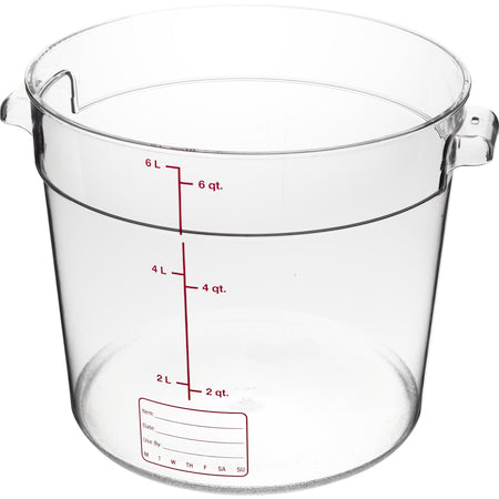 Carlisle 1076507 6 Qt Clear Round Polycarbonate StorPlus Food Storage Container