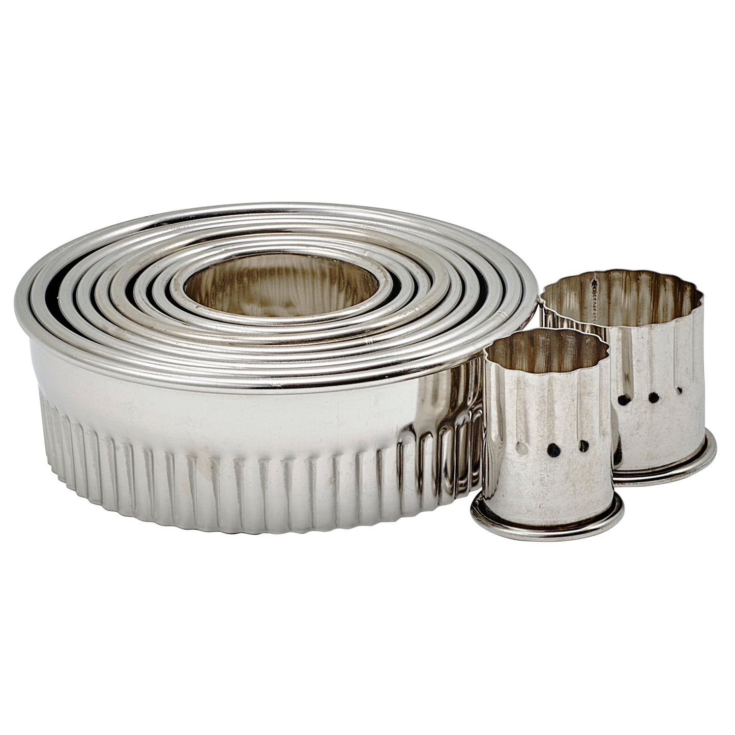 Winco CST-1 11-Piece Stainless Steel Cookie Cutter Set, Fluted Round