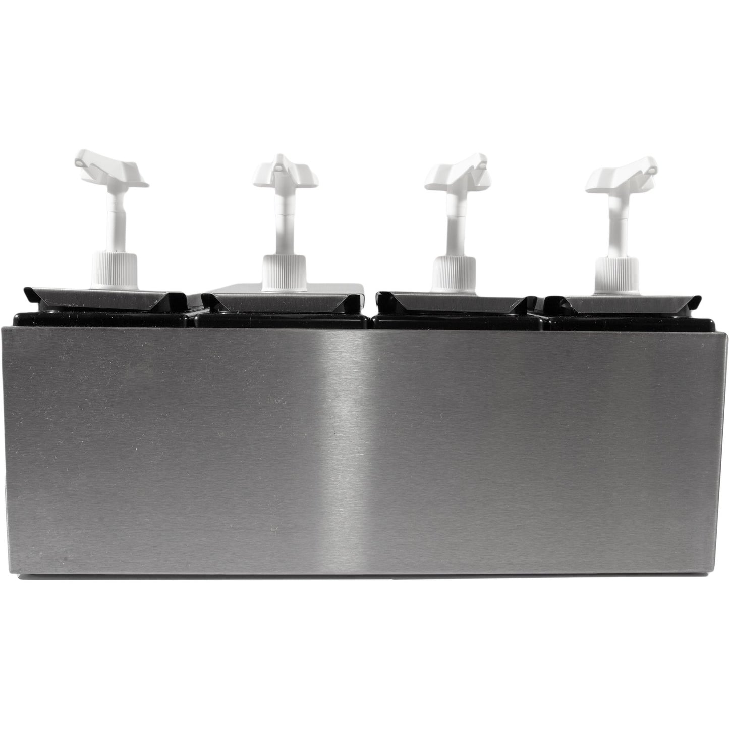Carlisle 38504 Stainless Steel Condiment Topping Rail with 4 Standard Pumps & Jars