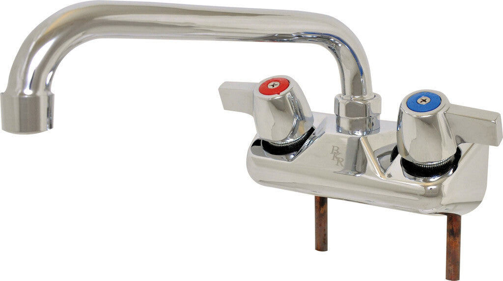 BK Resources BKF-W2-14-G 4" Chrome-Plated Brass O.C. Workforce Shallow Splash Mount Faucet W/14" Swing Spout