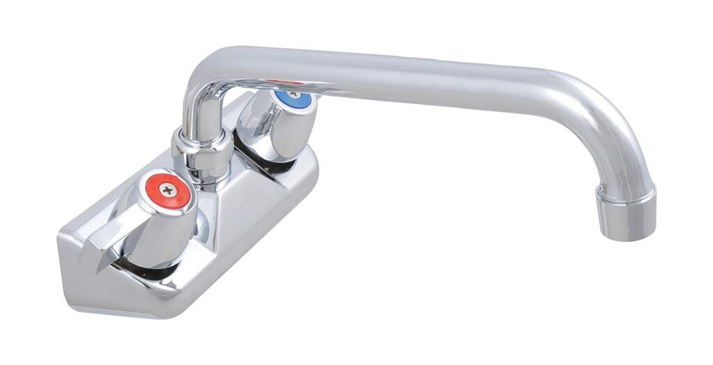 BK Resources BKF-W-10-G 4" Chrome-Plated Brass O.C. Workforce Splash Mount Faucet W/10" Swing Spout