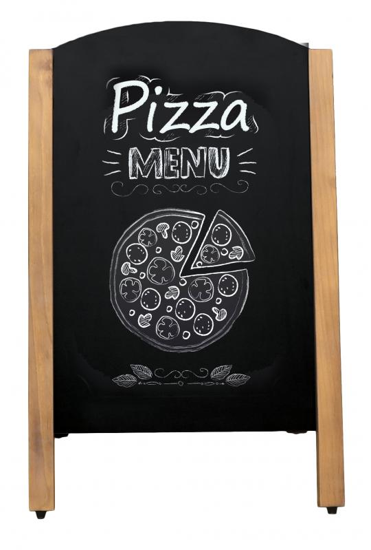 Omcan 31397 A-Frame Sidewalk Menu Chalkboard with Decorative Mahogany Color Partial Frame