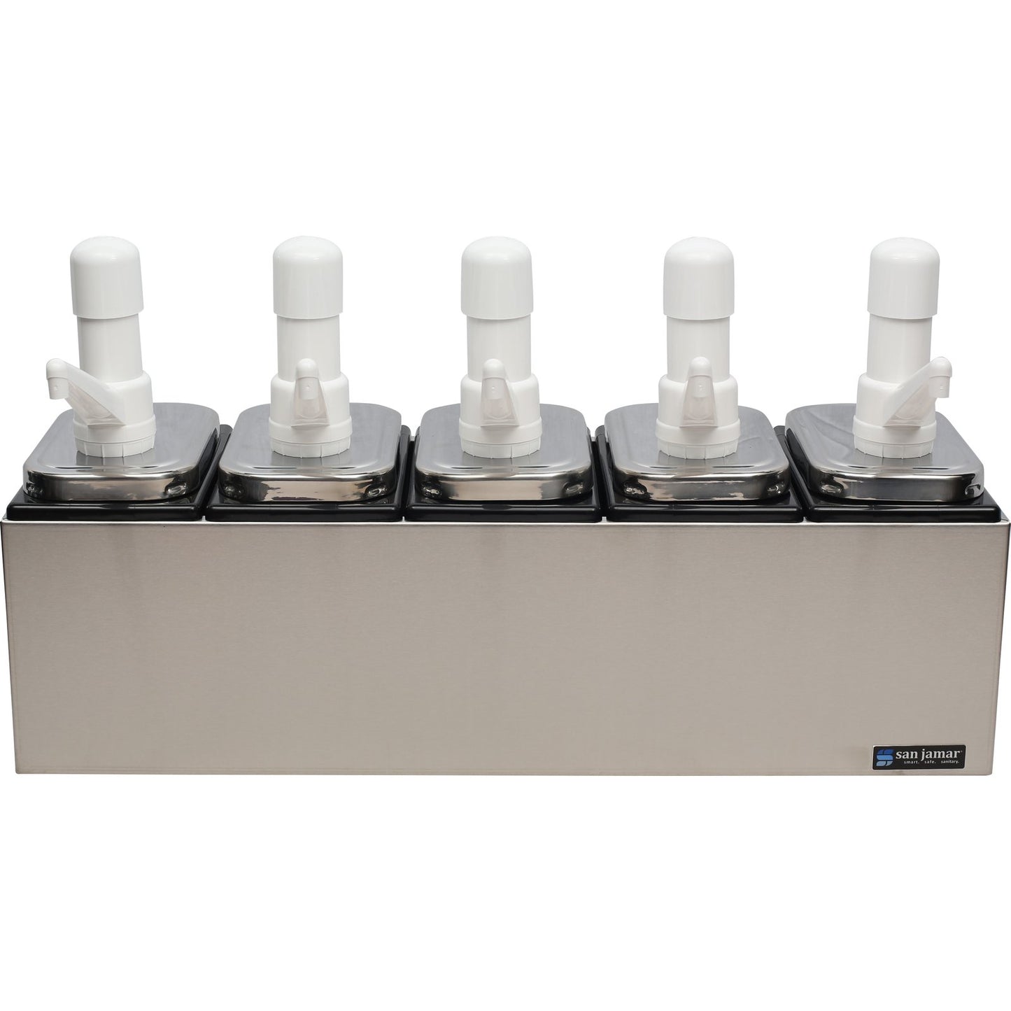 San Jamar P9715 White 5-Well Condiment Pump Service Center