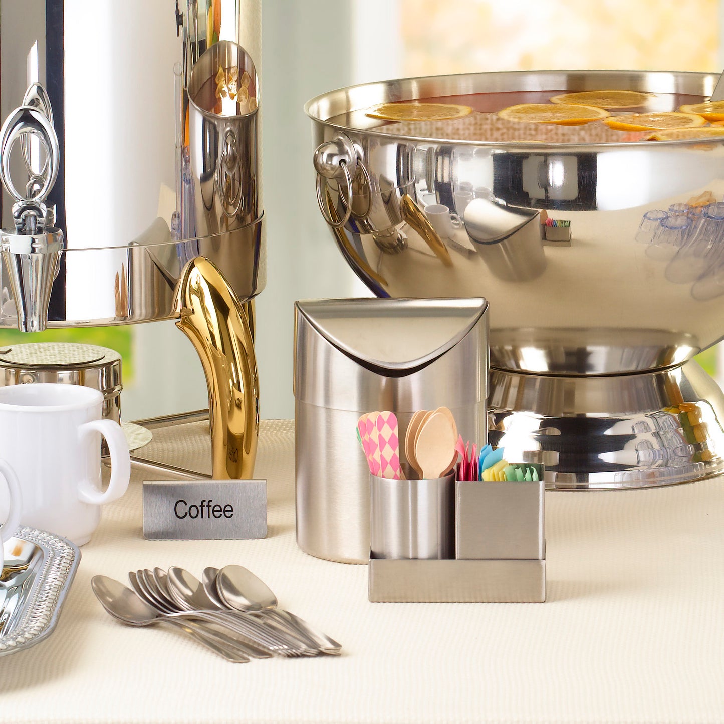 Winco DDSG-301S Stainless Steel Round & Square Sugar Packet Holder Set