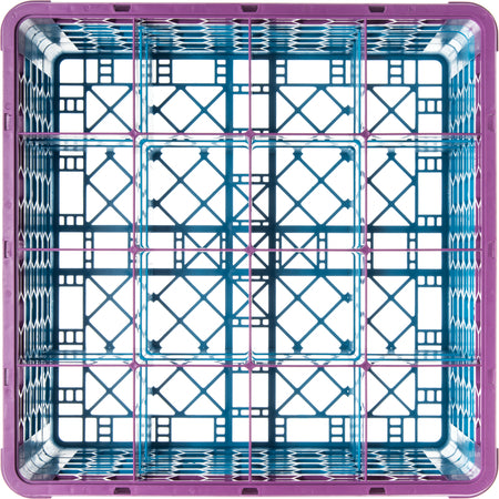 Carlisle RG16-4C414 Lavender-Carlisle Blue 16-Compartment Polypropylene OptiClean Divided Glass Rack with 4 Extenders 10.3"
