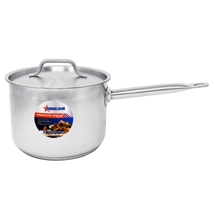 Omcan 80433 4.5 Qt Stainless Steel Sauce Pan with Cover and Handle