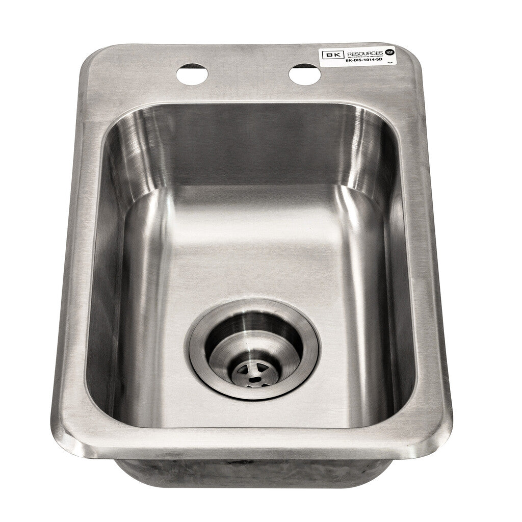 BK Resources BK-DIS-1014-5D One Compartment Stainless Steel Drop-In Sink 14L x 10W x 5D Bowls