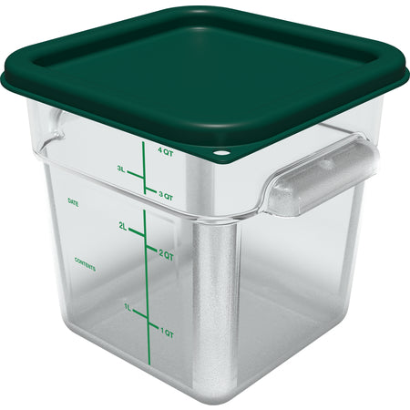 Carlisle 1195107 4 Qt Clear Square Polycarbonate Food Storage Container