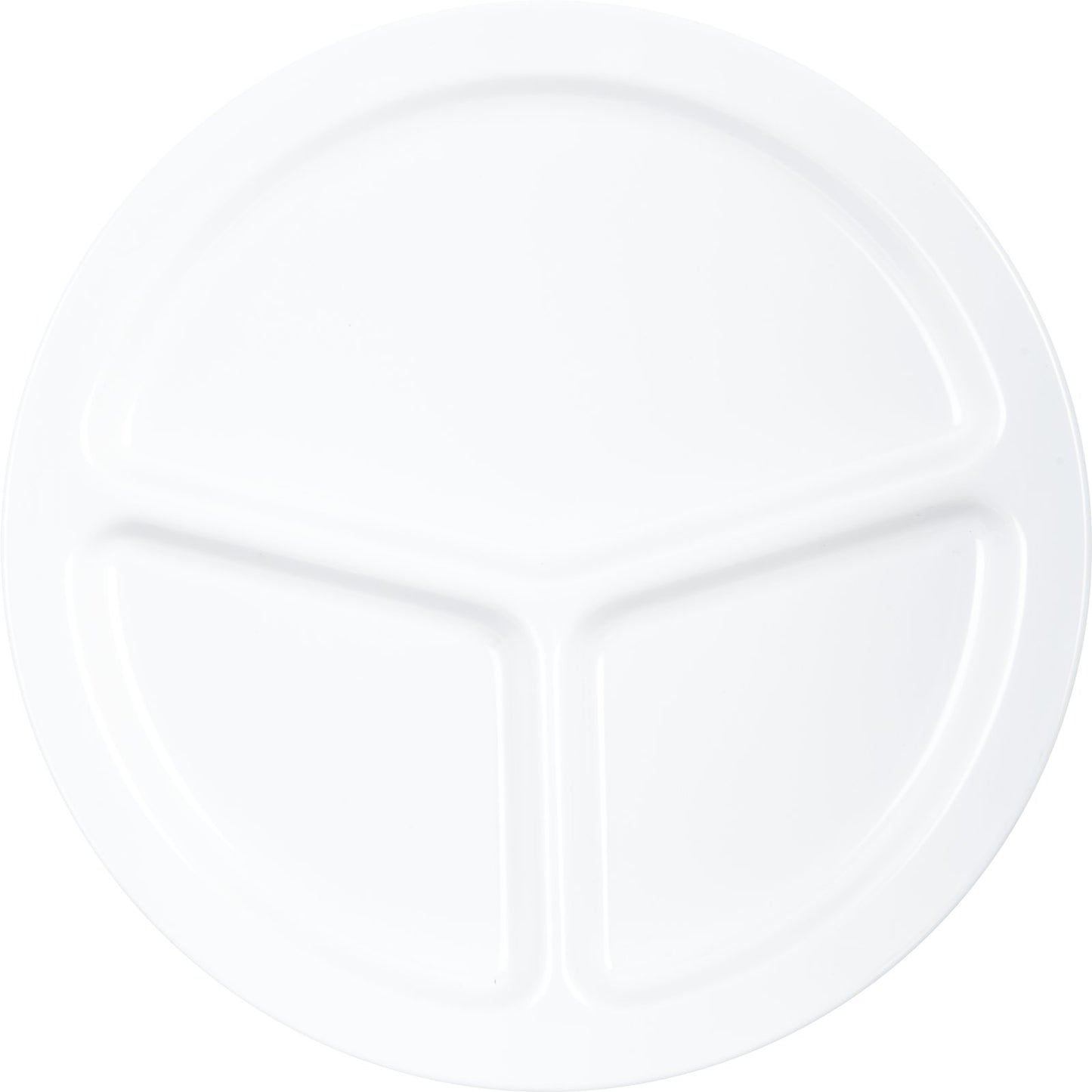 Carlisle KL10202 10" White 3-Compartment Kingline Melamine Plate