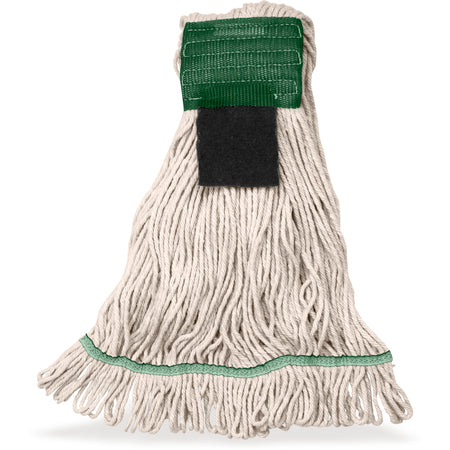 Carlisle 369418S00 Medium Natural Acrylic Fiber Green Band Mop w/ Looped-End w/ Scrubber
