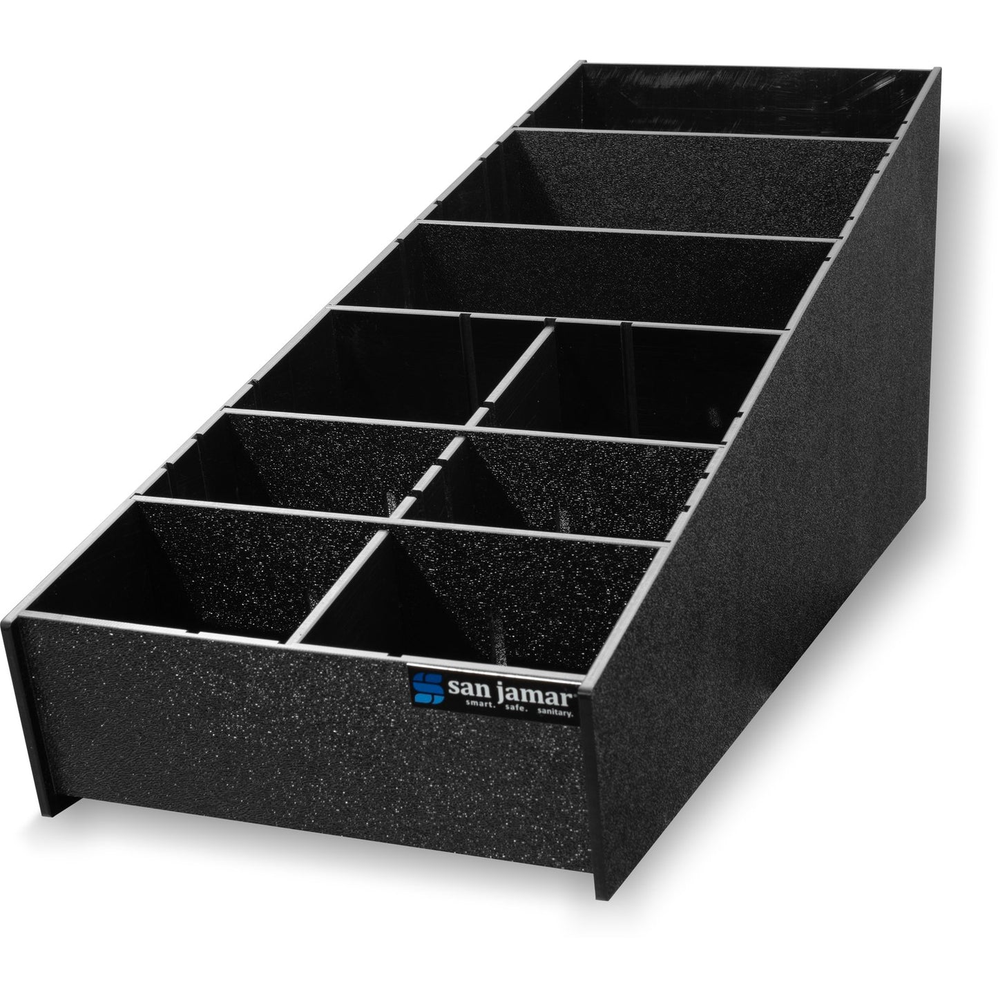 San Jamar L2900 25 3/16" x 8 3/6" Black Coffee Condiment and Straw Organizer