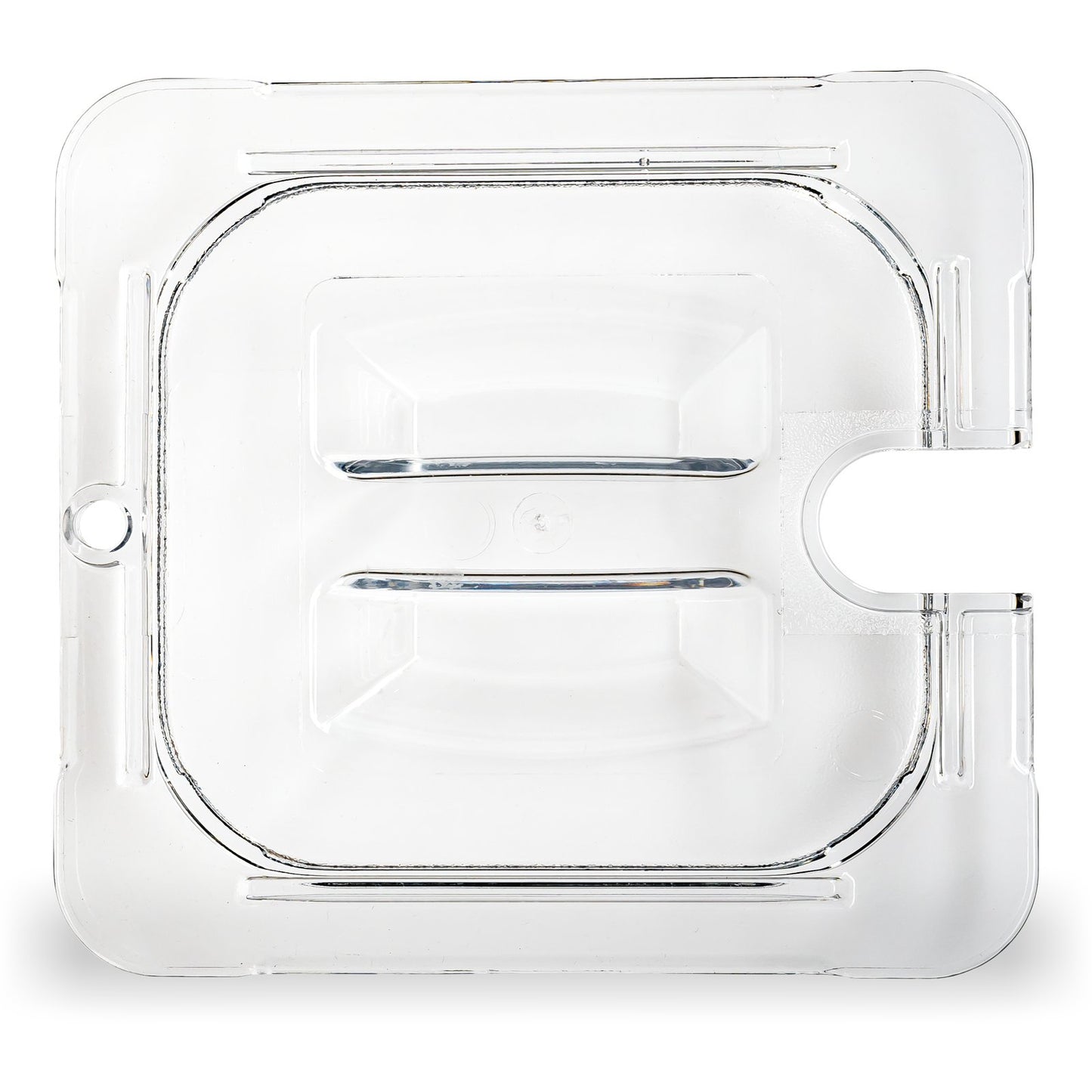 Carlisle 10311U07 1/6 Size Clear Polycarbonate StorPlus Notched Handled Universal Lid