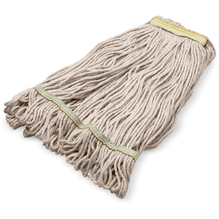 Carlisle 369411B00 Small Natural Acrylic Fiber 4 PlyYellow Band Mop w/ Looped-End