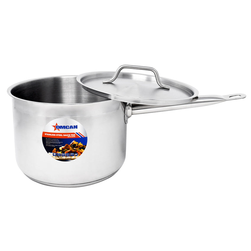 Omcan 80433 4.5 Qt Stainless Steel Sauce Pan with Cover and Handle