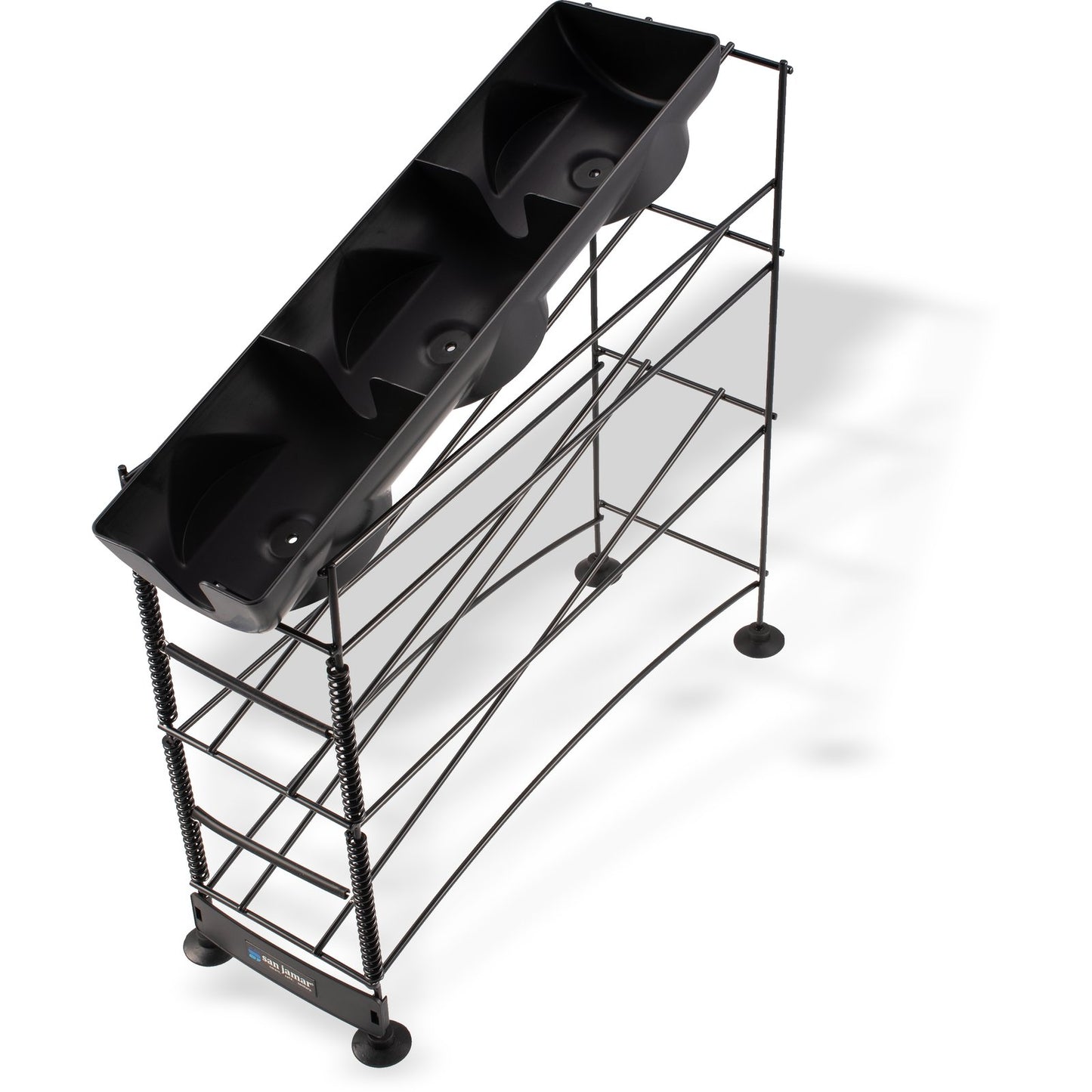 San Jamar C8503WF Black 3-Tier Wireworks Cup and Lid Dispenser Organizer