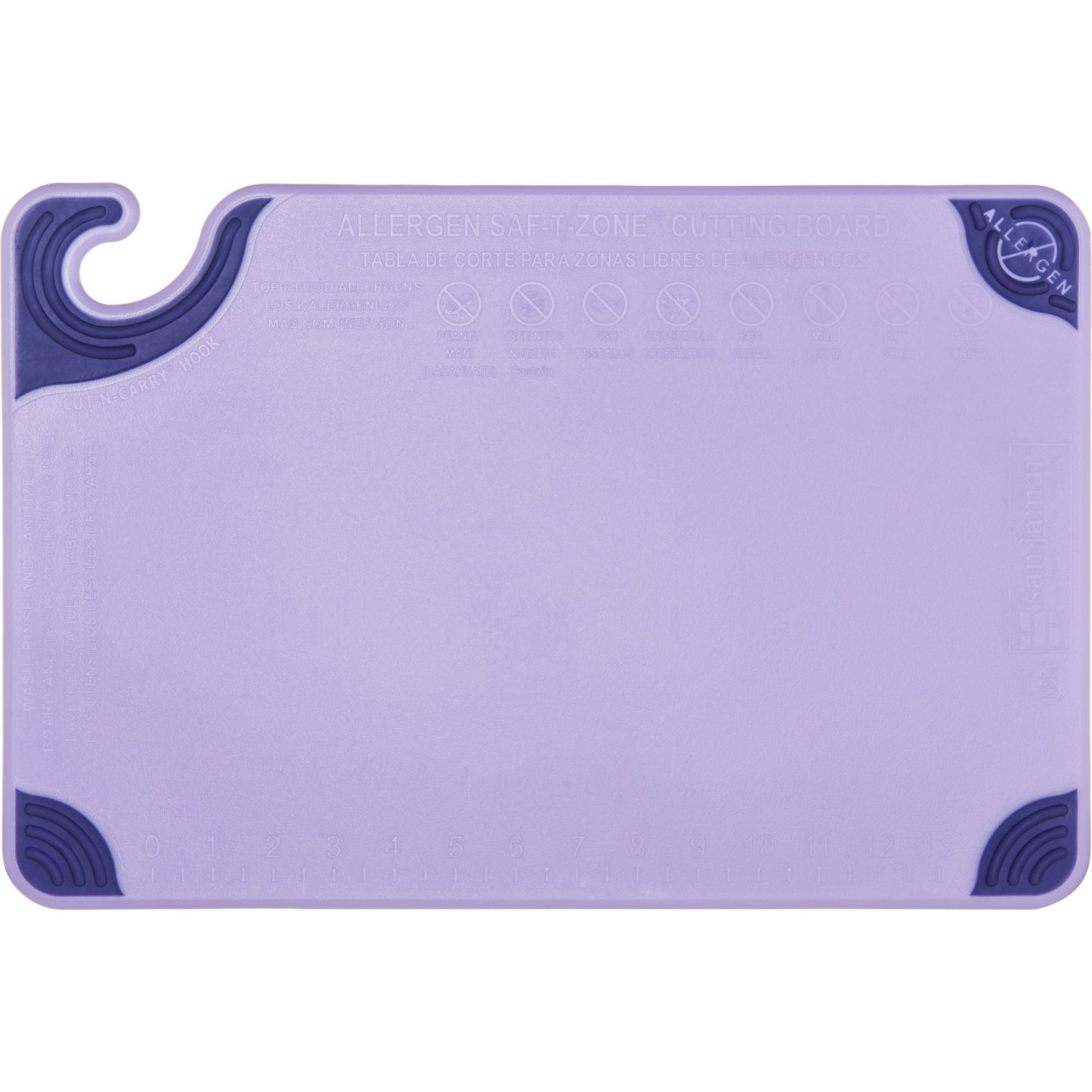 San Jamar CBG121812PR 12" x 18" Purple Allergen Saf-T-Grip Cutting Board