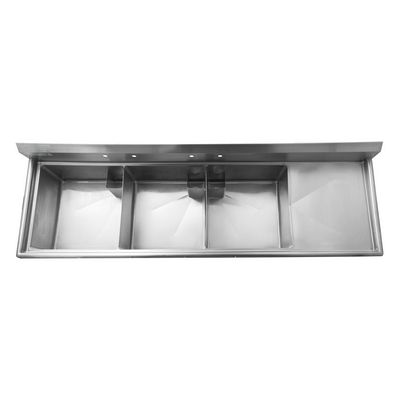 Thorinox TTS-2424-R24 Triple 24" x 24" Sink with Right Drainboard