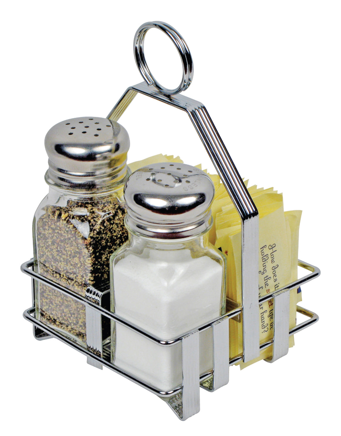 Winco WH-7 Chrome-Plated Cruet Rack for Salt/Pepper Shaker & Sugar Packets