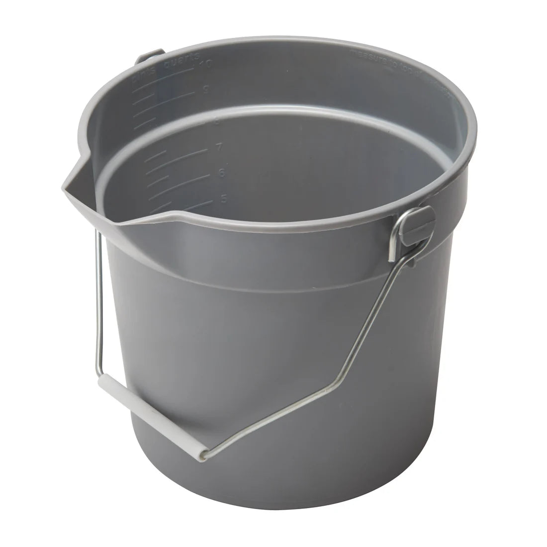 Winco UPP-10G 10 Qt. Gray Utility Pail with Pour Spout and Molded Graduations