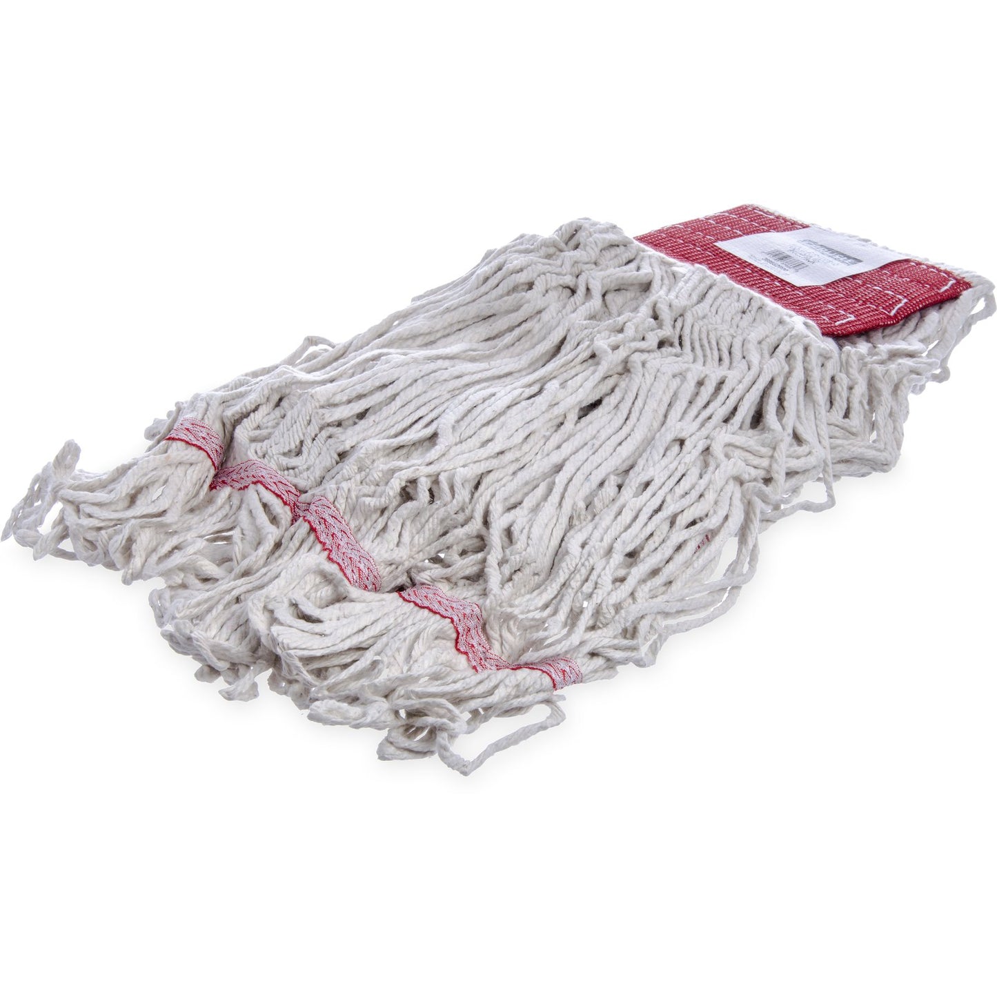 Carlisle 369552B00 Large White/Red Cotton Flo-Pac Looped-End Mop w/ Red Band