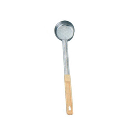 Omcan 80778 3 oz. One-Piece Stainless Steel Solid Portion Control Spoon with Ivory Handle