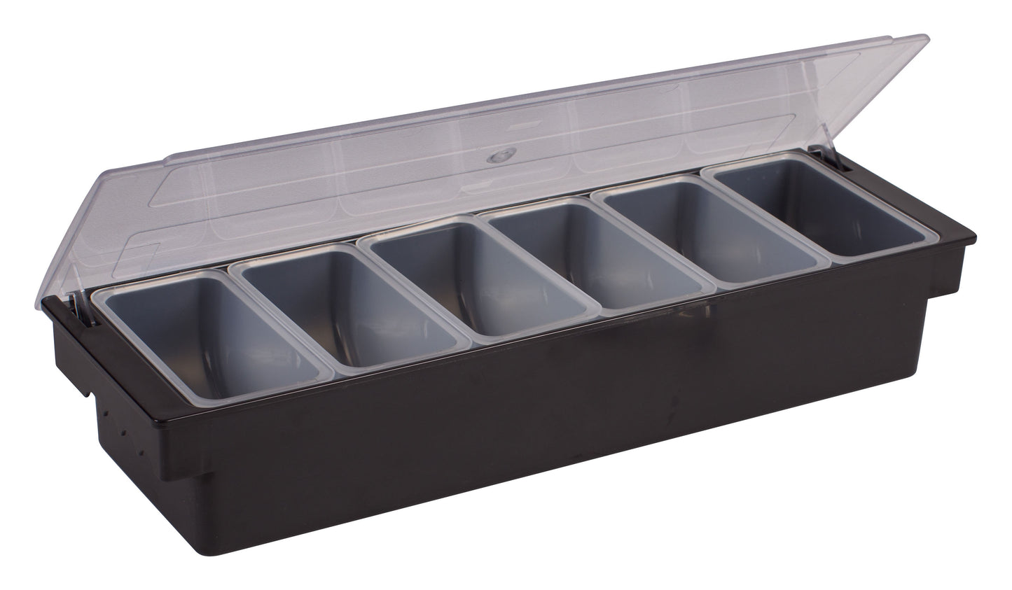 Winco CCH-6 Black 6-Compartment Plastic Base Condiment Holder
