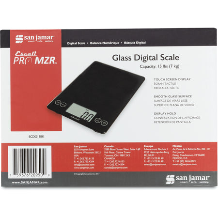 Carlisle SCDG15BK 15 lb/7 kg Black Glass Digital Scale