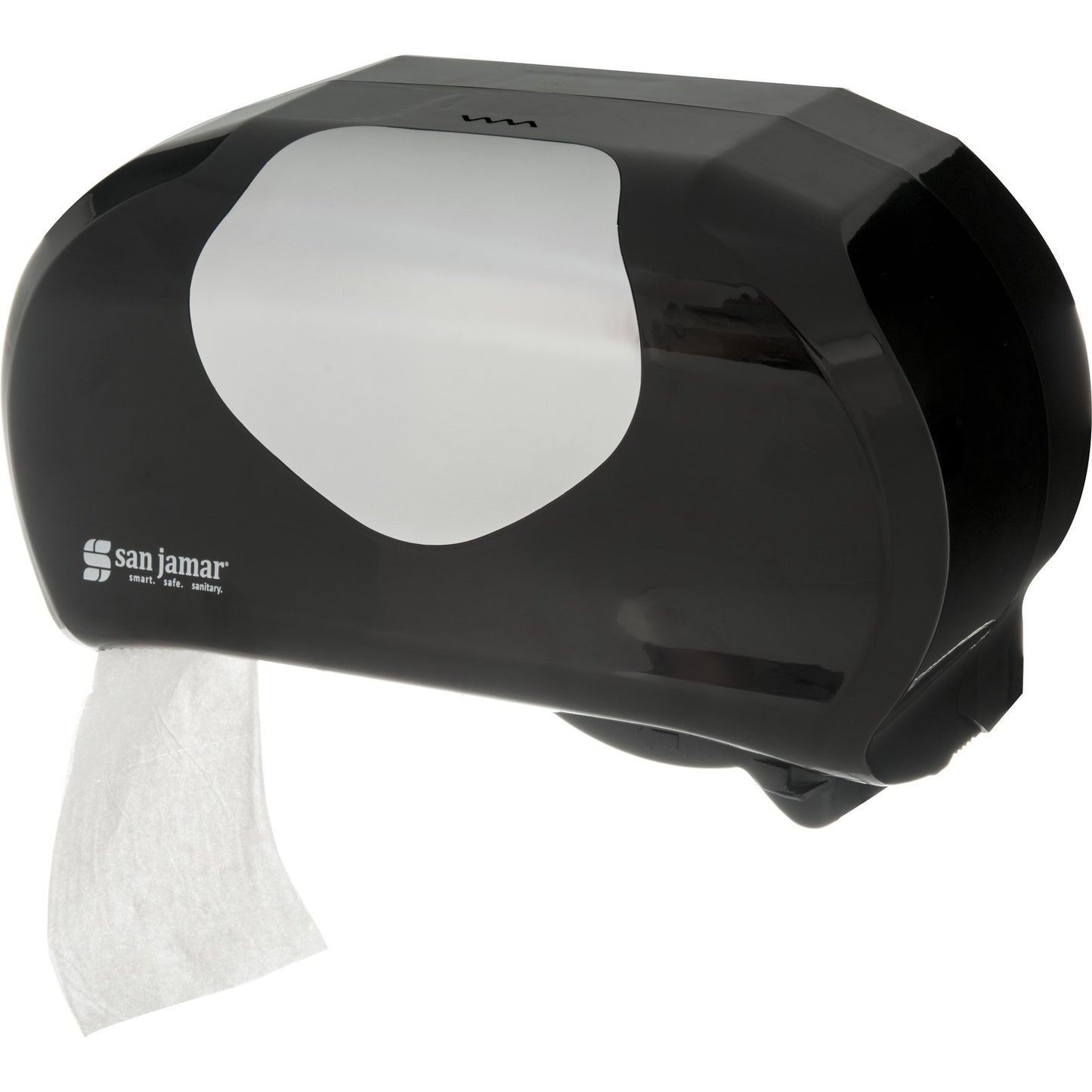 San Jamar R3670BKSS Black-Stainless Steel Dual Plastic Summit Versatwin Standard Roll Tissue Dispenser, 1.5" core