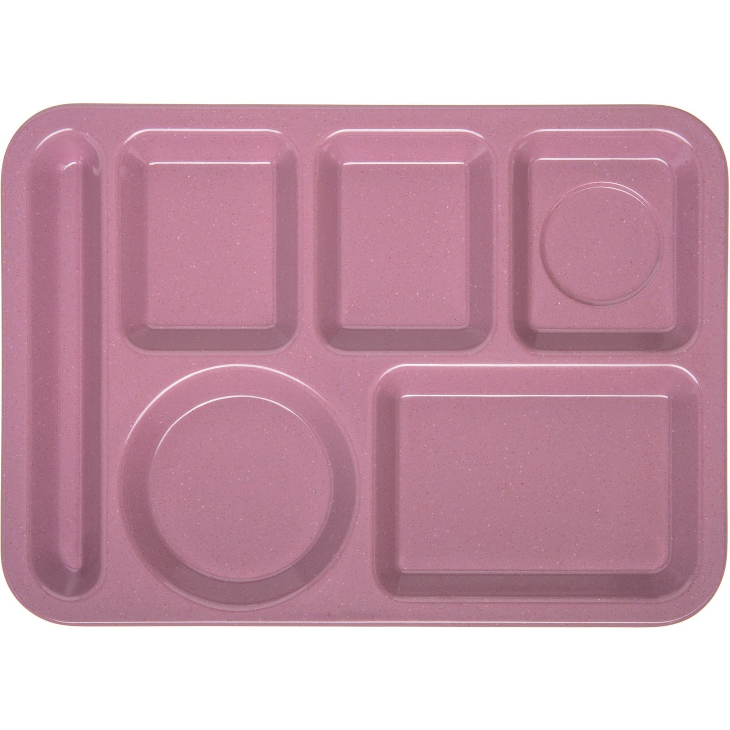 Carlisle 4398193 10" x 14" Rose Granite 6-Compartment Melamine Left-Hand Heavyweight Tray