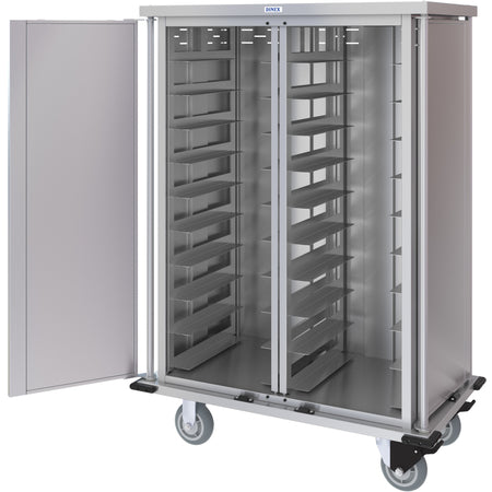 Dinex DXPTQC1T2D20 1 Tray Per Slide 20 Trays Double Door Stainless Steel Dinex Totally Quiet Compact Meal Delivery Cart