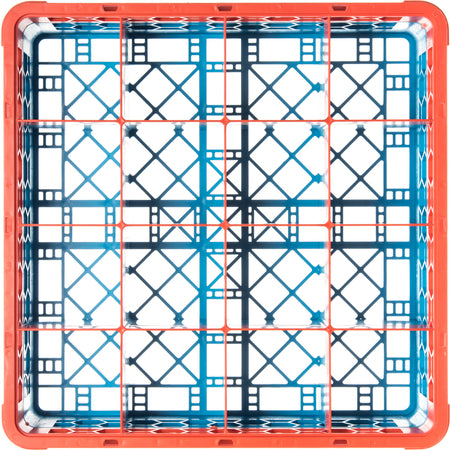 Carlisle RG16-1C412 Orange-Carlisle Blue 16-Compartment Polypropylene OptiClean Divided Glass Rack with 1 Extender 5.56"
