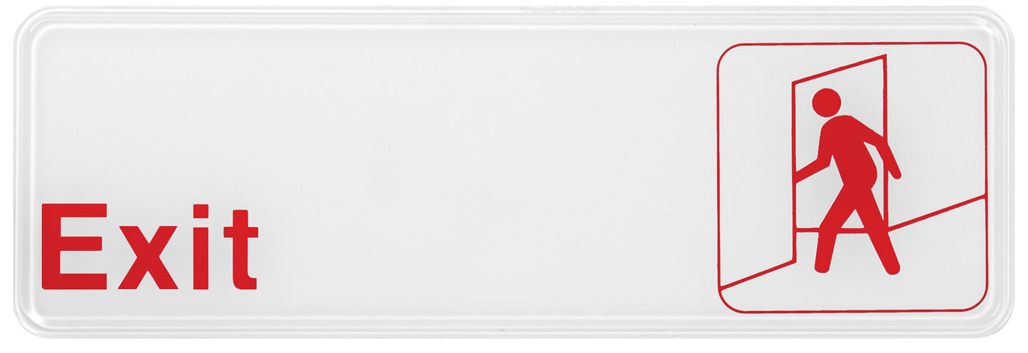 Winco SGN-381W 3" x 9" White Information Sign - "Exit"
