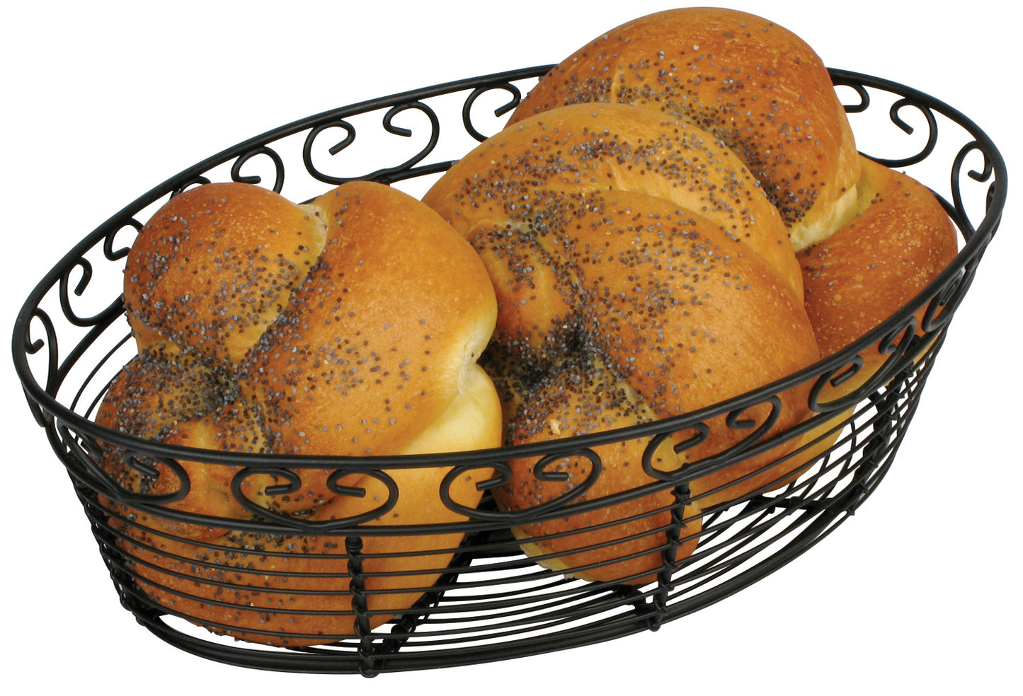 Winco WBKG-10O 10" x 6-1/2" x 3" Black Wire Bread/Fruit Basket