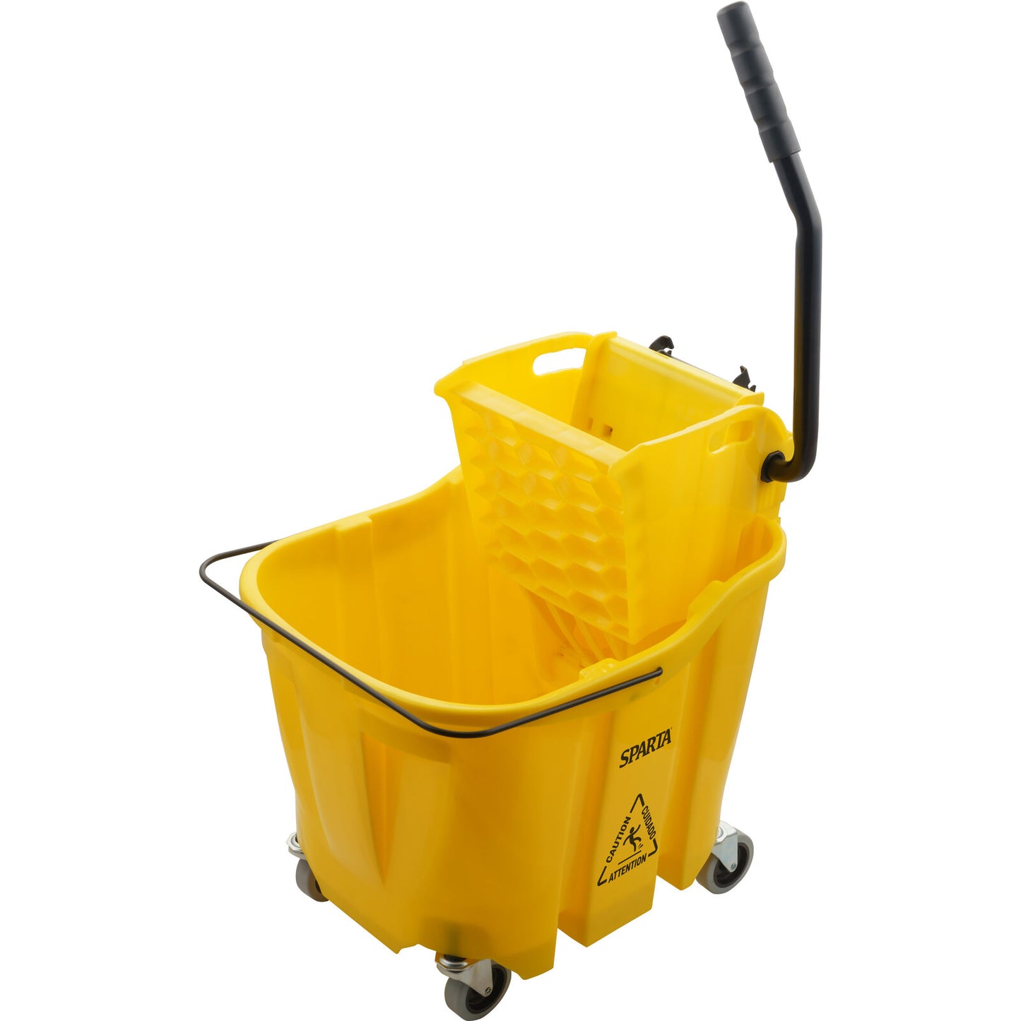 Sparta 8690404 35 Qt Yellow Polypropylene OmniFit Mop Bucket Combo: Side Press Wringer