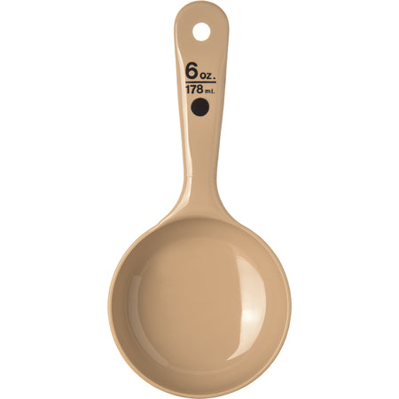 Carlisle 433006 6 oz Beige Polycarbonate Measure Miser Solid Short Handle